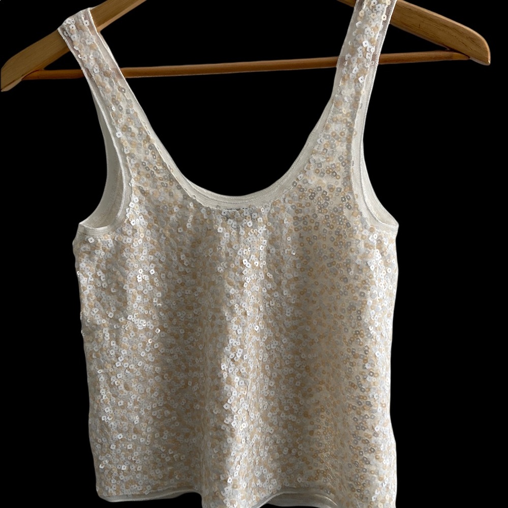 Express sequin tank top color white  size. XS